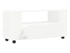 Suporte multimídia para TV prateleira para TV aparador armário para TV sala de jantar sala de estar quarto 102 x 34,5 x 43 cm madeira engenheirada branca 02_0025559