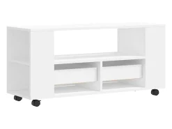 Suporte multimídia para TV prateleira para TV aparador armário para TV sala de jantar sala de estar quarto 102 x 34,5 x 43 cm madeira engenheirada branca 02_0025559