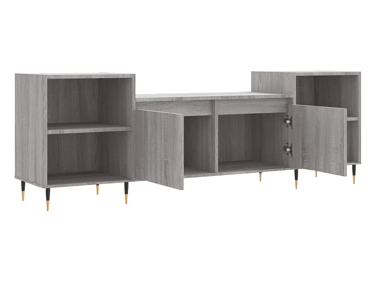 Suporte multimídia para TV prateleira para TV aparador para TV sala de jantar sala de estar quarto Sonoma 160 x 35 x 55 cm madeira industrializada cinza 02_0028423