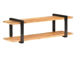 Suporte multimídia para TV prateleira para TV aparador para TV para sala de jantar sala de estar quarto 130 x 40 x 40 cm madeira maciça de acácia marrom 02_0025896
