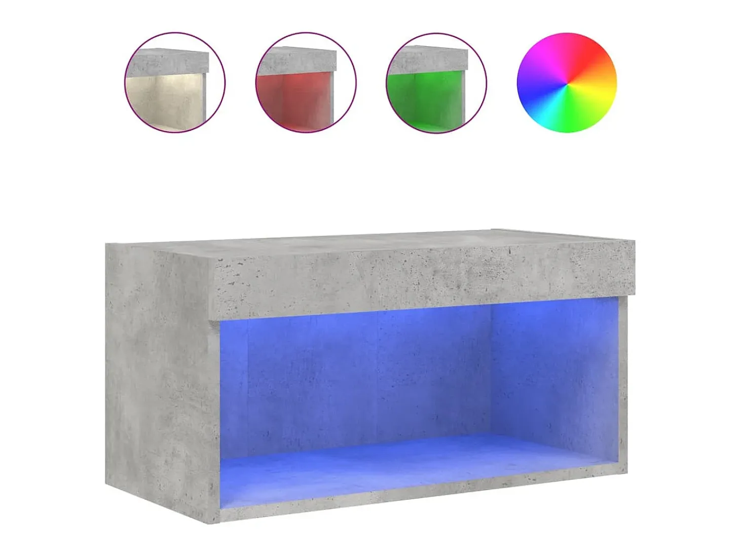Suporte multimídia para TV prateleira para TV aparador móvel para TV para sala de jantar sala de estar quarto com luzes LED 60 x 30 x 30 cm cinza 02_0026606