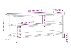 Suporte multimídia para TV prateleira para TV aparador para TV sala de jantar sala de estar quarto Sonoma 100 x 35 x 45 cm madeira industrializada cinza 02_0028333