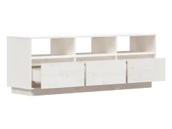 Suporte multimídia para TV estante para TV aparador armário para TV sala de jantar sala de estar quarto 140 x 37 x 50 cm madeira maciça de pinho branco 02_0025929