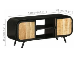 Suporte multimídia para TV prateleira para TV armário para TV sala de jantar sala de estar quarto 110 x 30 x 45 cm madeira de mangueira marrom natural 02_0025742