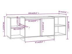 Suporte multimídia para TV prateleira para TV aparador para TV sala de jantar sala de estar quarto 130 x 35 x 50 cm madeira engenheirada preta 02_0025894