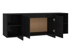 Suporte multimídia para TV prateleira para TV aparador para TV sala de jantar sala de estar quarto 130 x 35 x 50 cm madeira engenheirada preta 02_0025894