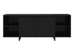Suporte multimídia para TV prateleira para TV aparador para TV sala de jantar sala de estar quarto 130 x 35 x 50 cm madeira engenheirada preta 02_0025894