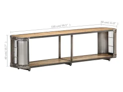 Suporte multimídia para TV prateleira para TV armário para TV sala de jantar sala de estar quarto 150 x 30 x 40 cm madeira maciça de manga marrom 02_0025961