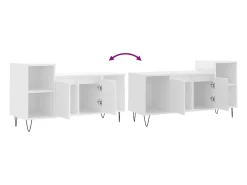Suporte multimídia para TV prateleira para TV aparador para TV sala de jantar sala de estar quarto 100 x 35 x 55 cm madeira engenheirada branca 02_0025508