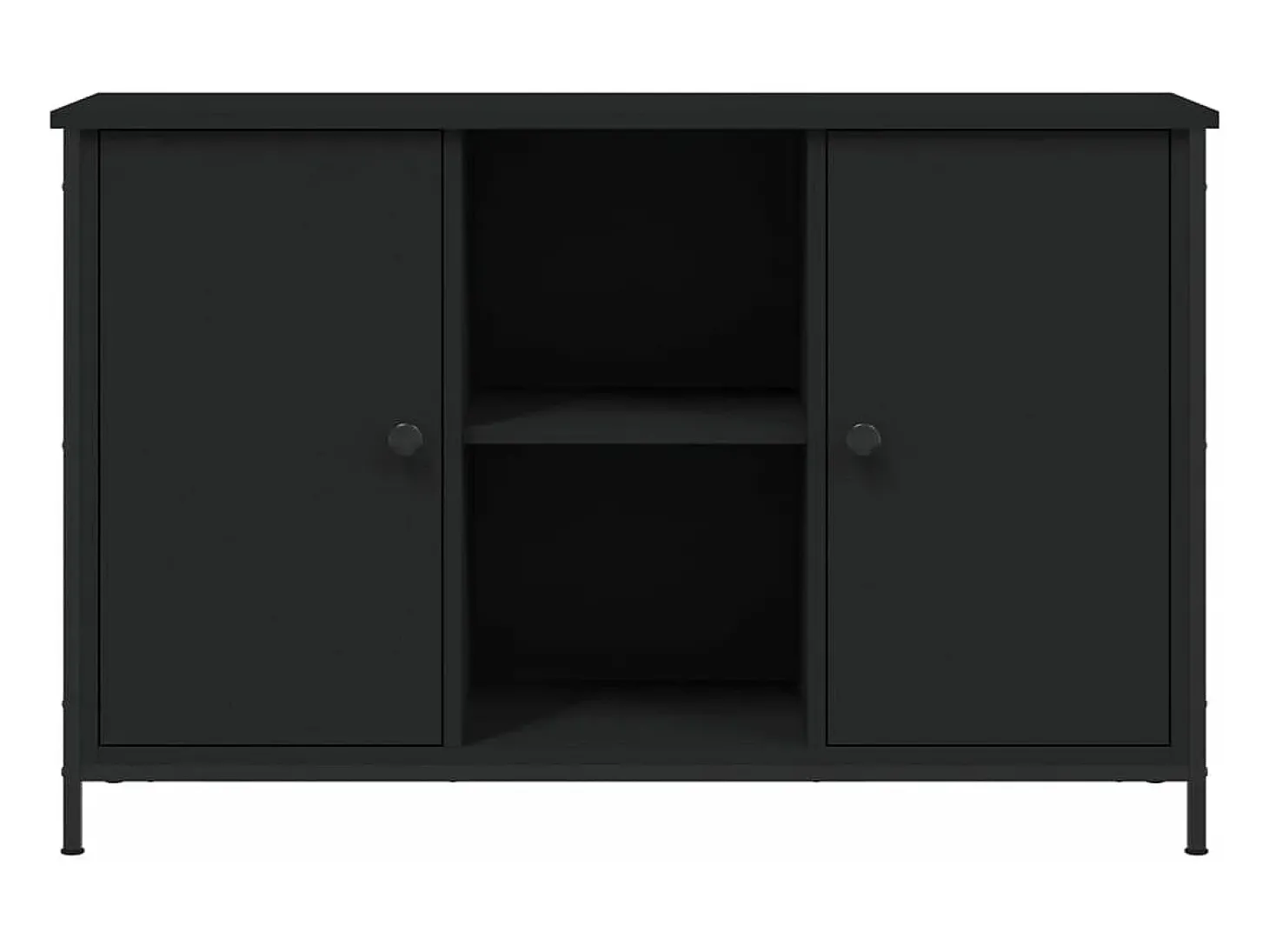 Suporte multimídia para TV prateleira para TV aparador para TV sala de jantar sala de estar quarto 100 x 35 x 65 cm madeira engenheirada preta 02_0025521