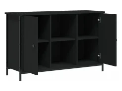 Suporte multimídia para TV prateleira para TV aparador para TV sala de jantar sala de estar quarto 100 x 35 x 65 cm madeira engenheirada preta 02_0025521