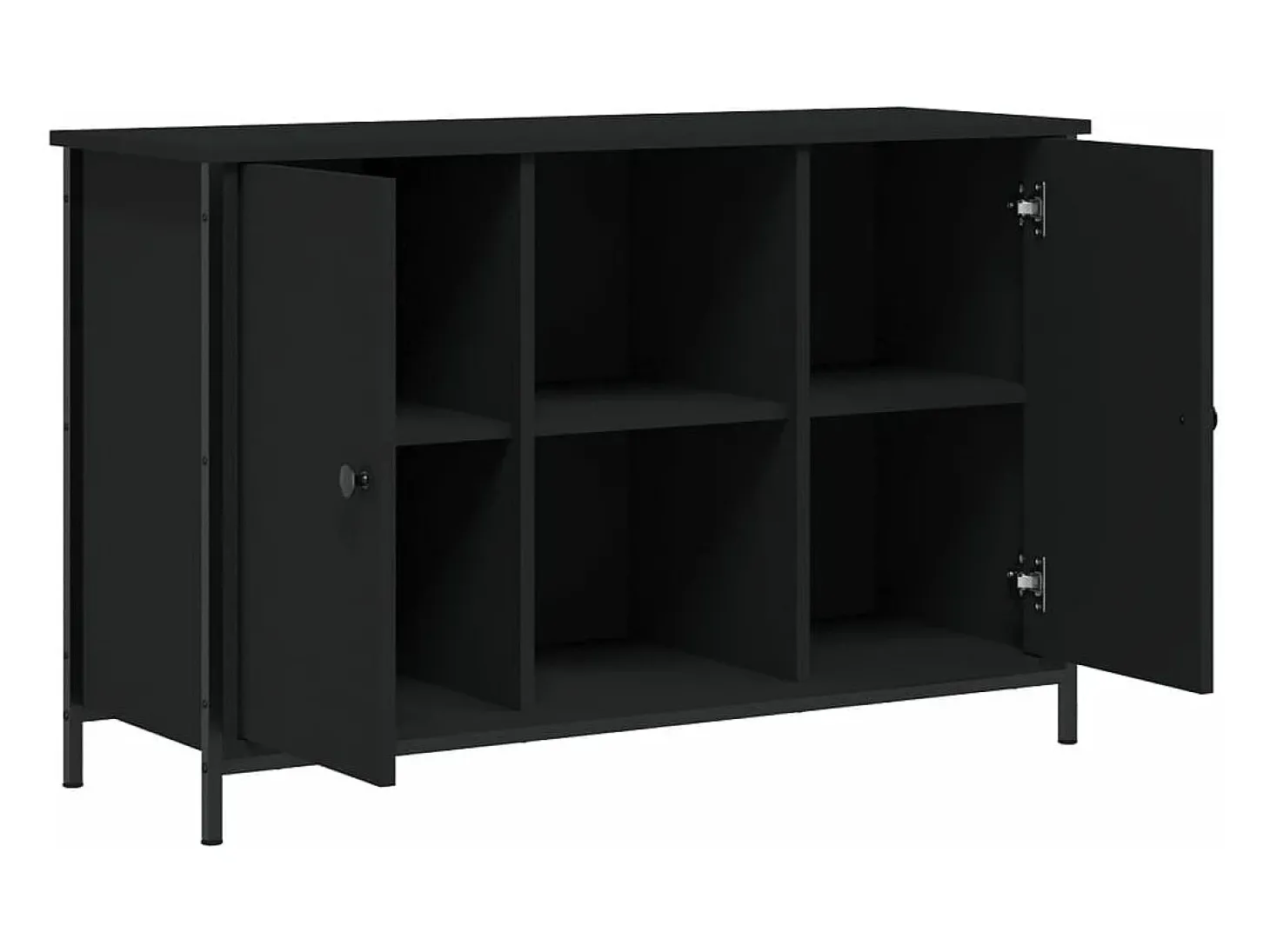 Suporte multimídia para TV prateleira para TV aparador para TV sala de jantar sala de estar quarto 100 x 35 x 65 cm madeira engenheirada preta 02_0025521