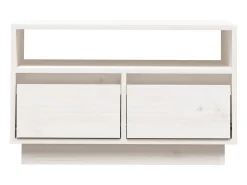 Suporte multimídia para TV prateleira para TV aparador armário para TV sala de jantar sala de estar quarto 60 x 35 x 37 cm madeira maciça de pinho branco 02_0026139