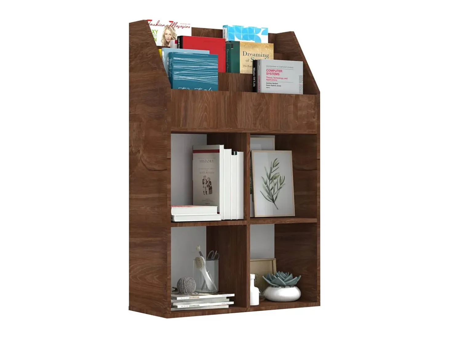 Suporte p/ revistas infantis deriv. madeira carvalho castanho