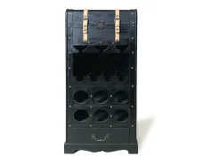 Suporte para garrafas com baú em madeira de pinheiro e MDF, L.43 x A.100 cm, Preto, CAVINA