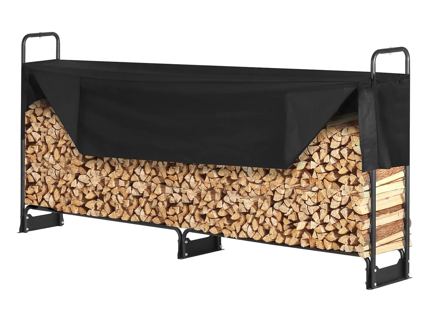 Suporte para Lenha Exterior SucceBuy de 2,6 M (8,5 Pés), 2,5 M (102 Pol.) x 36,6 M (14,2Pol.) x 117,5 Cm (46,1 Pol.), com Tampa e Suporte Resistente.