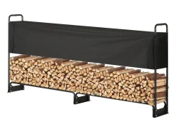 Suporte para Lenha Exterior SucceBuy de 2,6 M (8,5 Pés), 2,5 M (102 Pol.) x 36,6 M (14,2Pol.) x 117,5 Cm (46,1 Pol.), com Tampa e Suporte Resistente.
