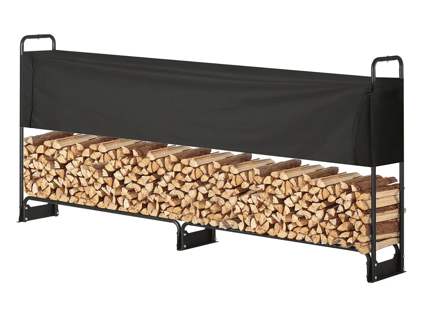 Suporte para Lenha Exterior SucceBuy de 2,6 M (8,5 Pés), 2,5 M (102 Pol.) x 36,6 M (14,2Pol.) x 117,5 Cm (46,1 Pol.), com Tampa e Suporte Resistente.