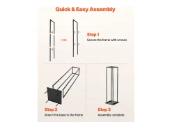 Suporte para Lenha SucceBuy de Aquecimento, 33 x 32 x 112 cm, Armazenamento de Lenha Interno, Capacidade de Carga 45,4 kg, Suporte de Armazenamento para Lenha Alto