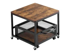 Suporte para Mini-Frigorífico SucceBuy, com Arrumação, Capacidade de 90 kg, Carrinho e Rodas Giratórias, Castanho Claro