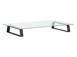 Suporte para monitor móvel de mesa 60 x 35 x 8 cm vidro temperado e metal preto 02_0044899