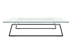 Suporte para monitor móvel de mesa 60 x 35 x 8 cm vidro temperado e metal preto 02_0044899