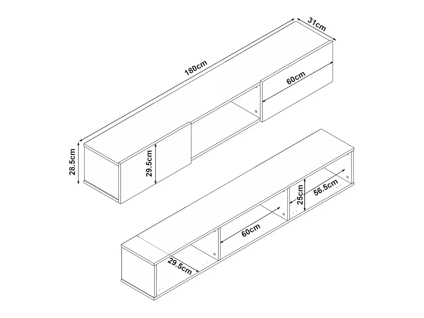 Suporte para TV 180 x 31 x 29,5 cm branco 03_0007810
