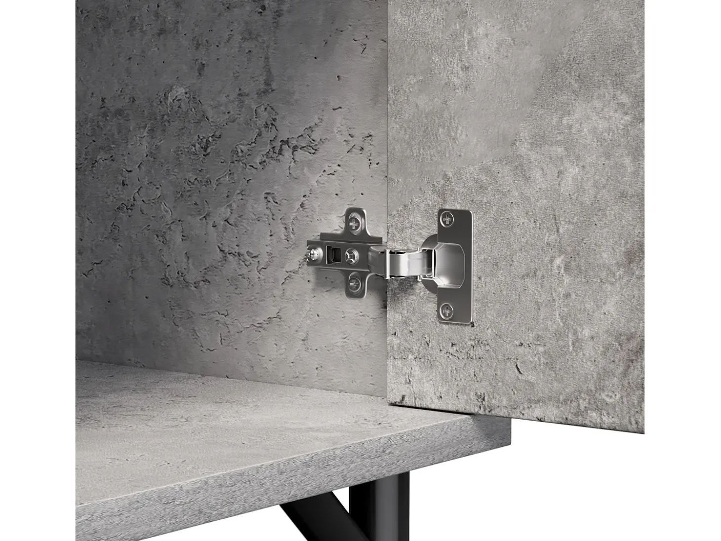 Suporte para TV cinzento com 4 portas arqueadas - Suporte para TV moderno - Pernas pretas - para sala de estar e escritório
