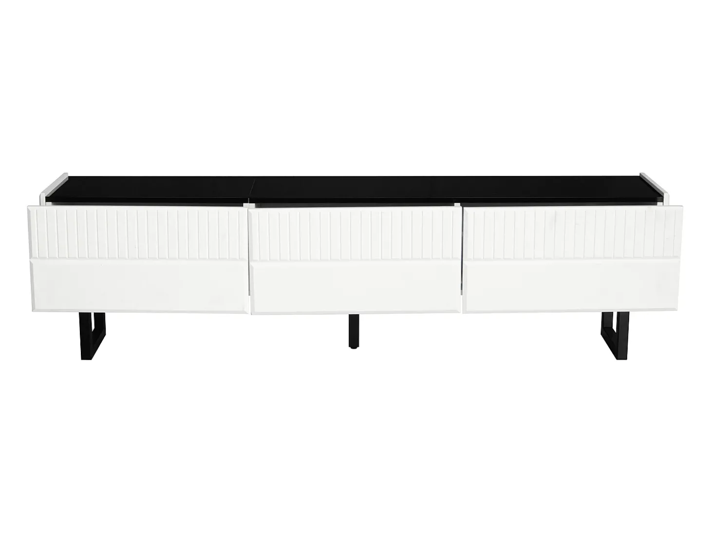 Suporte para TV com 3 gavetas - Design clássico em preto e branco - Tampo com acabamento brilhante