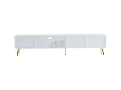 Suporte para TV com 1 gaveta e 2 portas - Padrão colmeia - Pés em metal - Branco