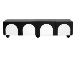 Suporte para TV com 2 portas e 2 gavetas - Design preto e branco 180 x 38 x 45 cm