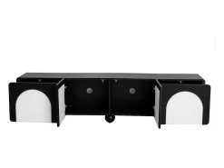 Suporte para TV com 2 portas e 2 gavetas - Design preto e branco 180 x 38 x 45 cm