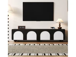 Suporte para TV com 2 portas e 2 gavetas - Design preto e branco 180 x 38 x 45 cm
