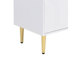 Suporte para TV com 4 portas texturadas e pés dourados - Madeira - Branco