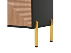 Suporte para TV com 4 portas texturadas - Design bicolor em preto e madeira