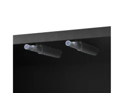 Suporte para TV com 4 portas texturadas - Design bicolor em preto e madeira