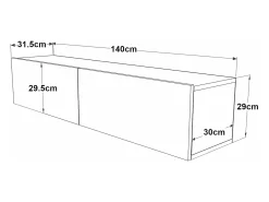 Suporte para TV com 2 portas 29,5 x 140 x 31,5 cm efeito carvalho rústico/branco 03_0007783