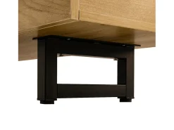 Suporte para TV com 5 portas - Pés em metal preto - Cor natural clara