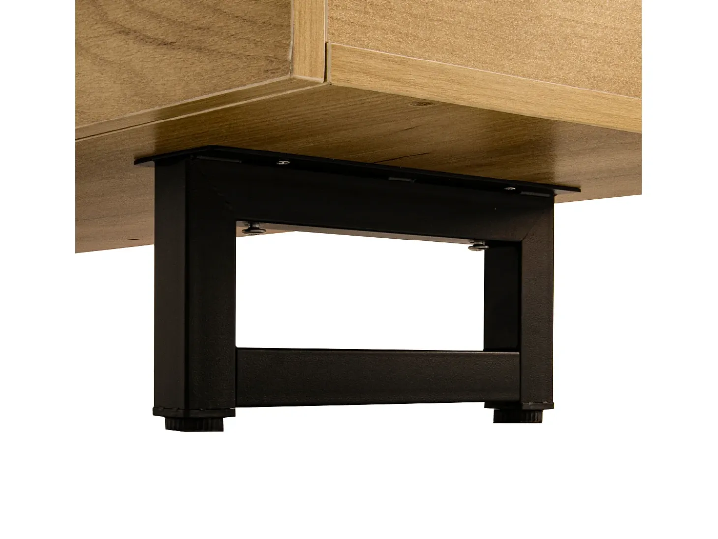 Suporte para TV com 5 portas - Pés em metal preto - Cor natural clara