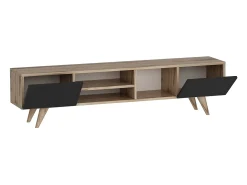 Suporte para TV com 2 portas 40 x 160 x 31 cm efeito carvalho/preto 03_0007748