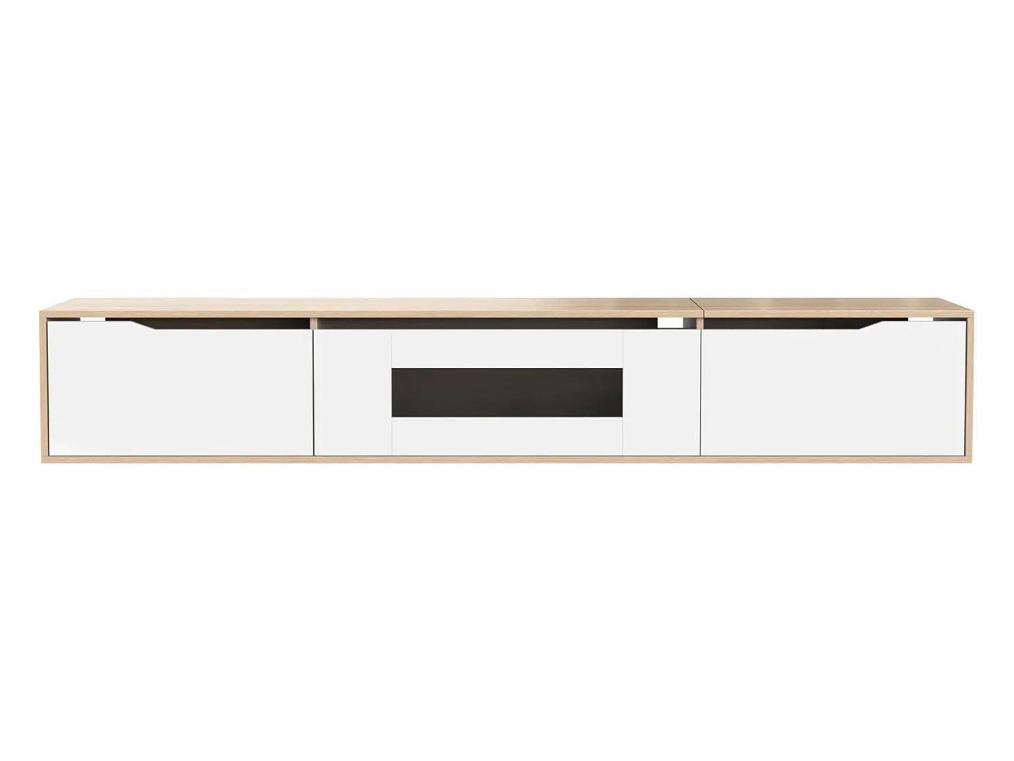 Suporte para TV com 3 portas e iluminação LED - Branco brilhante e natural