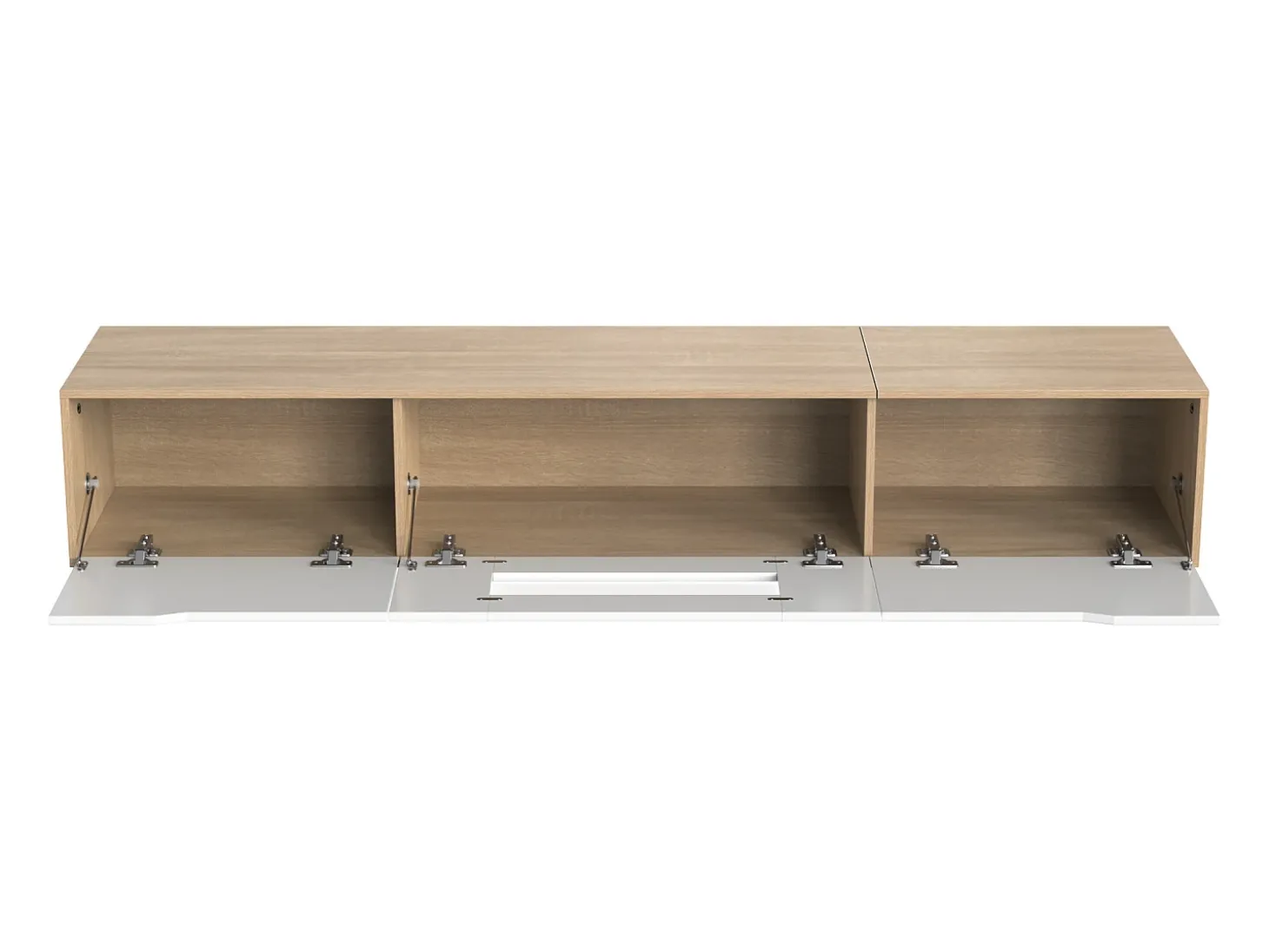 Suporte para TV com 3 portas e iluminação LED - Branco brilhante e natural
