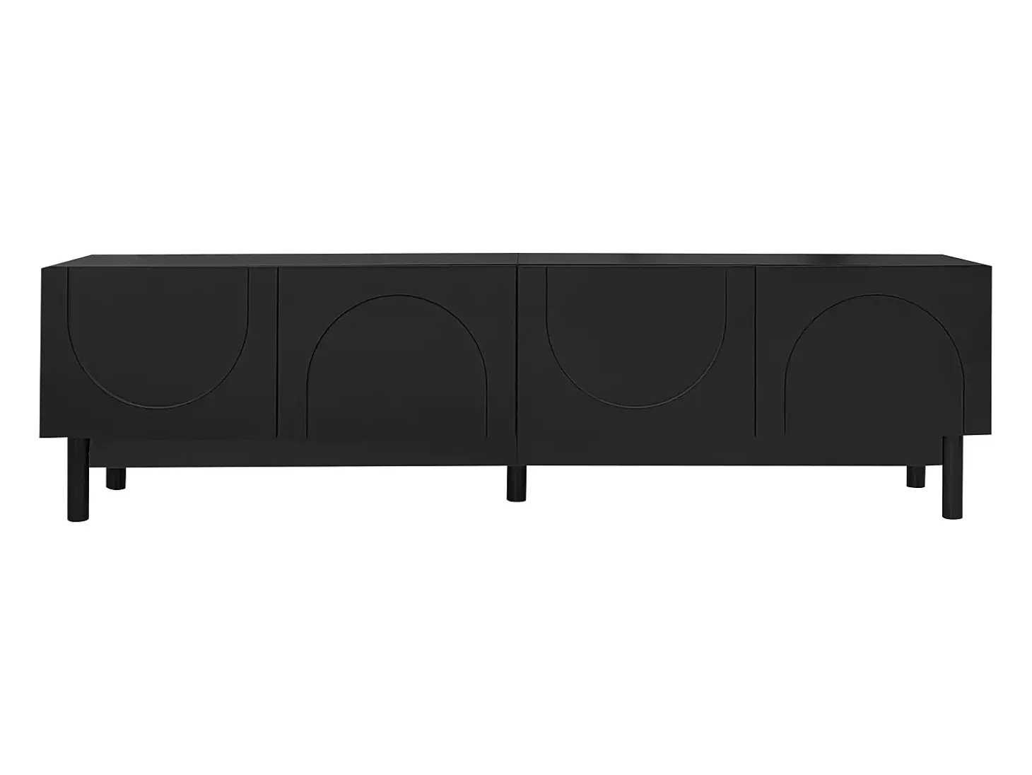 Suporte para TV com 4 portas curvas em formato de onda - Preto