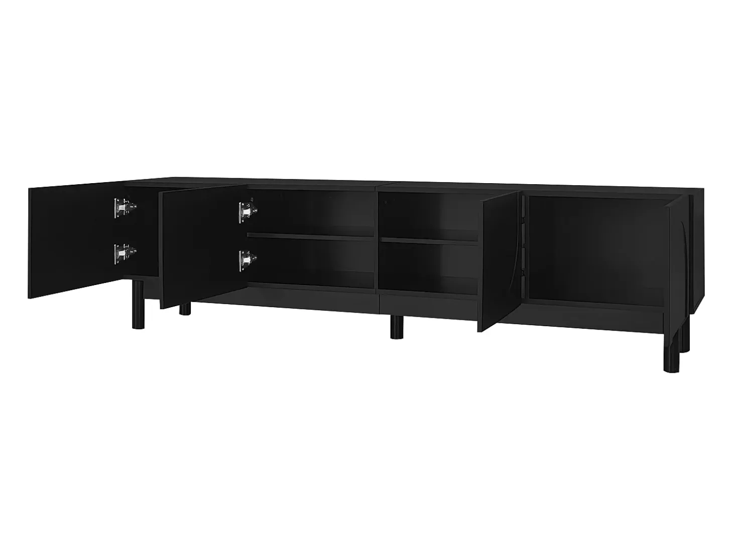Suporte para TV com 4 portas curvas em formato de onda - Preto