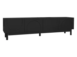 Suporte para TV com 4 portas curvas em formato de onda - Preto