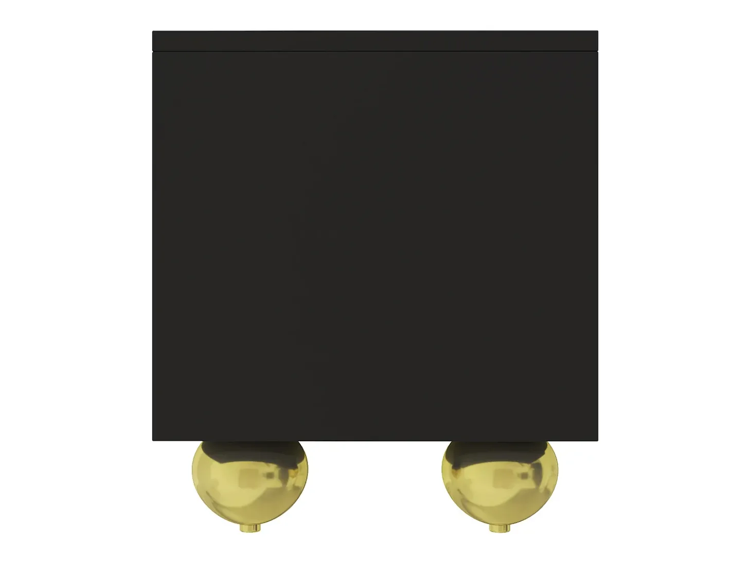 Suporte para TV com 4 portas texturadas e pés redondos dourados - Madeira PB - Preto
