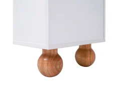Suporte para TV com 2 portas - Pés redondos em madeira - Branco