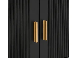Suporte para TV com 2 portas e 4 gavetas - Pés em metal dourado - Preto
