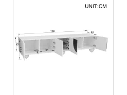 Suporte para TV com 4 portas - Pés redondos - Branco e preto