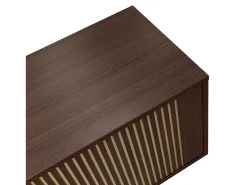 Suporte para TV com 4 portas e iluminação LED - Madeira MDF e vidro - Castanho